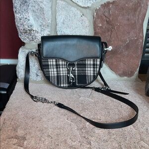 Rebecca Minkoff Plaid Black Leather Crossbody Bag